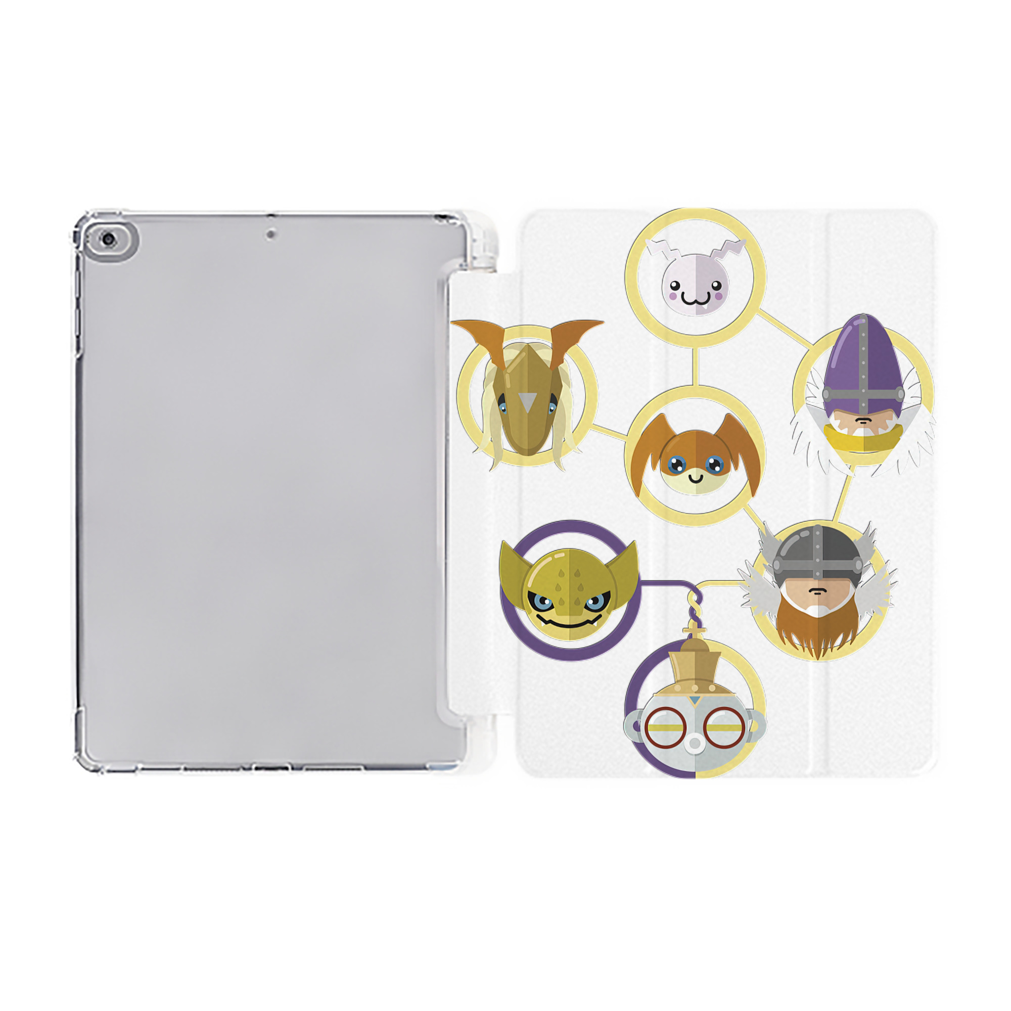 （画像用） Digimon デジタルモンスター/デジモン IPad ケース ペン収納付き 三つ折りスタンド PUレザー×シリコン 対応機種9.5/10.5/10.9インチ